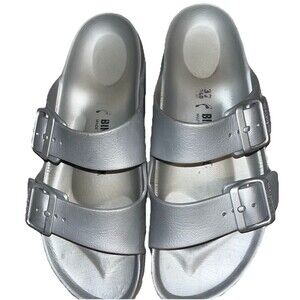 Birkenstock Arizona Essentials Metallic Silver Sandals Woman's EU Size 37 US 6